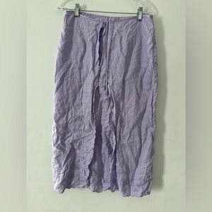 J. Jill Lavender Embroidered Linen Skirt With Front Tie